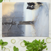 コリー縁どは雪のクリスマスを許す キッチンタオル (折り畳み)