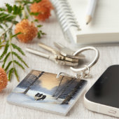 コリー縁どは雪のクリスマスを許す キーホルダー (正面右)