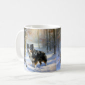 コリー縁どは雪のクリスマスを許す コーヒーマグカップ (正面左)