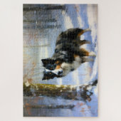 コリー縁どは雪のクリスマスを許す ジグソーパズル (縦)