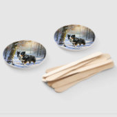 コリー縁どは雪のクリスマスを許す ハンドファン (組立なし)