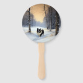 コリー縁どは雪のクリスマスを許す ハンドファン (正面)