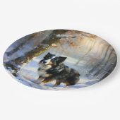 コリー縁どは雪のクリスマスを許す ペーパープレート (アングル)