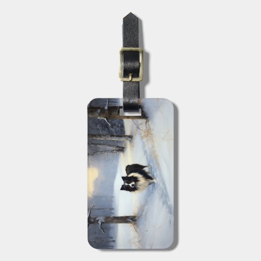 コリー縁どは雪のクリスマスを許す ラゲッジタグ (正面縦)