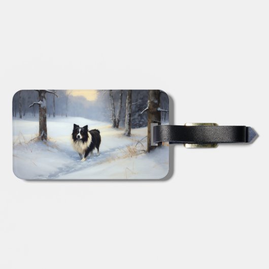 コリー縁どは雪のクリスマスを許す ラゲッジタグ (裏面横)