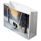 コリー縁どは雪のクリスマスを許す ラージペーパーバッグ (正面アングル)