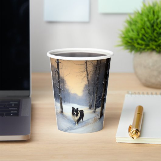 コリー縁どは雪のクリスマスを許す 紙コップ (インサイチュ)
