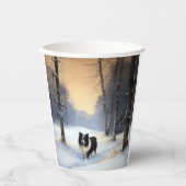 コリー縁どは雪のクリスマスを許す 紙コップ (正面)