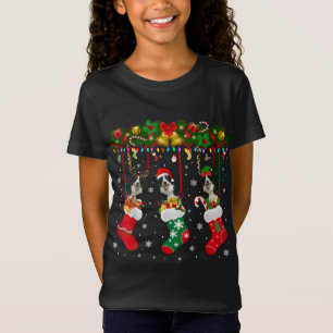 コリー縁どインソッククリスマストナディアサンタ小妖精や小人ドッグ Tシャツ