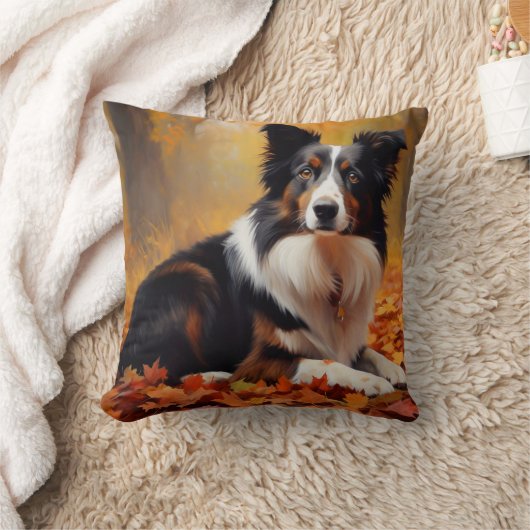 コリー縁どイン紅葉秋インスパイア クッション (ブランケット)