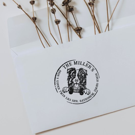 コリー縁どカスタム差出人住所 ラバースタンプ