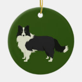 コリー縁どクリスマスの飾り セラミックオーナメント (正面)