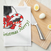 コリー縁どクリスマス キッチンタオル (四つ折り)
