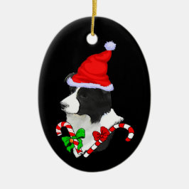 コリー縁どクリスマス セラミックオーナメント