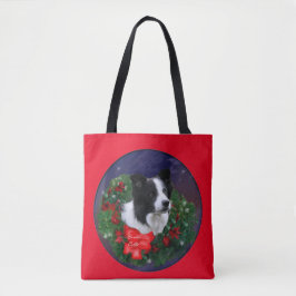 コリー縁どクリスマス トートバッグ