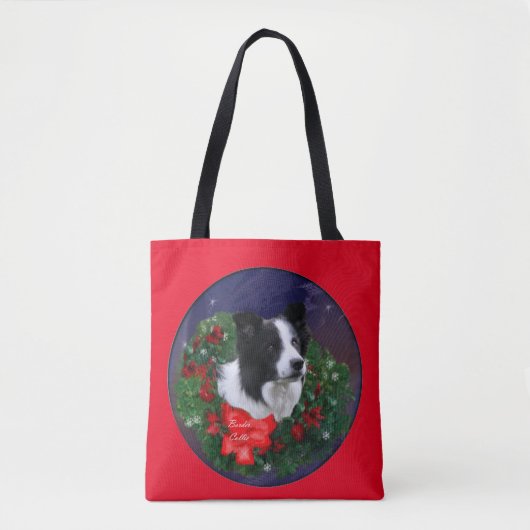 コリー縁どクリスマス トートバッグ (正面)