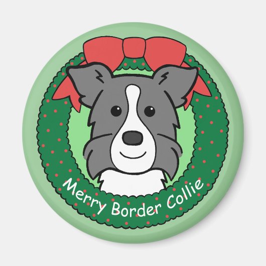 コリー縁どクリスマス マグネット (正面)