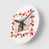 コリー縁どクリスマス ラウンド壁時計 (傾斜)