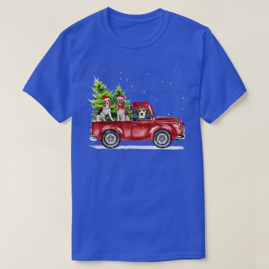 コリー縁どサンタトナディアレッドトラック雪キリスト Tシャツ (デザイン正面)