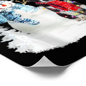 コリー縁どサンタドッグクリスマス雪だるまクリスマスパジ ポスター (角)