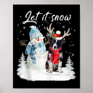 コリー縁どサンタドッグクリスマス雪だるまクリスマスパジ ポスター