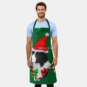 コリー縁どサンタハットクリスマス エプロン (着用した状態)