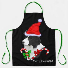 コリー縁どサンタハットクリスマス エプロン