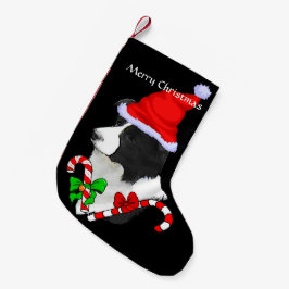 コリー縁どサンタハットクリスマス スモールクリスマスストッキング