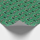 コリー縁どサンタポーズクリスマスキャンディーケーン ラッピングペーパー (角)