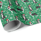 コリー縁どサンタポーズクリスマスキャンディーケーン ラッピングペーパー (ロールコーナー)