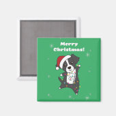 コリー縁どスクリスマスドウター動物犬Ma マグネット (正面/裏面)