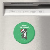 コリー縁どスクリスマスドウター動物犬Ma マグネット (インサイチュ (食洗機))