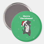 コリー縁どスクリスマスドウター動物犬Ma マグネット (正面/裏面)