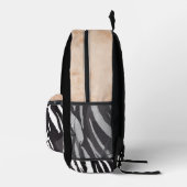 コリー縁どスケッチドッグ白黒ファーパターン プリントバックパック (右)