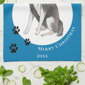 コリー縁どスケッチポーメリークリスマス キッチンタオル (折り畳み)