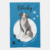 コリー縁どスケッチポーメリークリスマス キッチンタオル (縦)