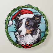 コリー縁どスステンドグラスのクリスマス ラウンドクッション (裏面)