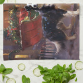 コリー縁どスフェスティバルシーズン キッチンタオル (折り畳み)