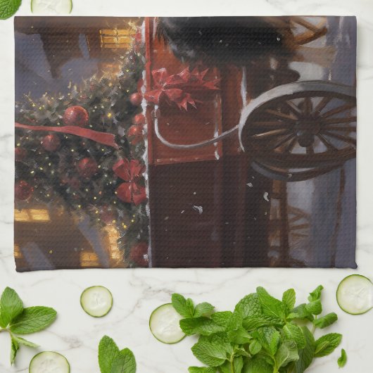 コリー縁どスフェスティバルシーズン キッチンタオル (折り畳み)