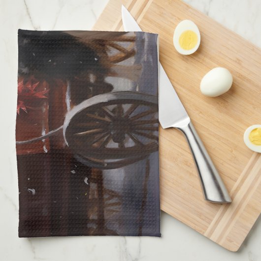 コリー縁どスフェスティバルシーズン キッチンタオル (四つ折り)