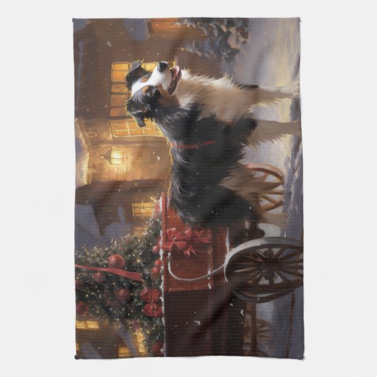 コリー縁どスフェスティバルシーズン キッチンタオル (縦)