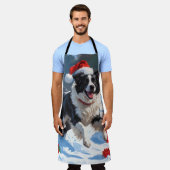 コリー縁どスフェスティバルスノーシーン エプロン (着用した状態)