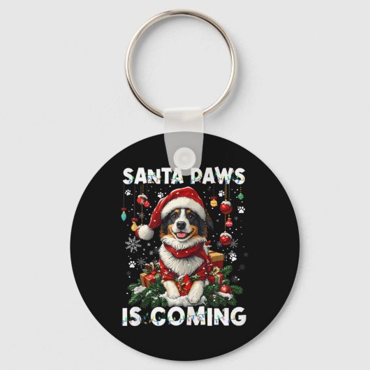 コリー縁どス・クリスマス・ツリー・デコレーション犬の恋人 キーホルダー (正面)