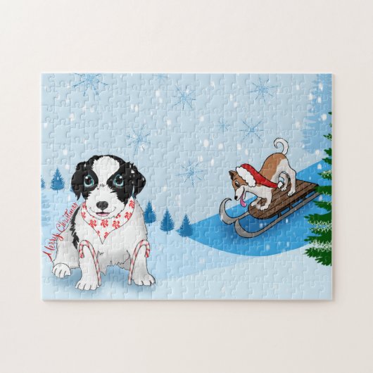 コリー縁どズにいくつかの冬の休日のおもしろいを持つ ジグソーパズル (横)