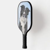 コリー縁どズ絵画 – かわいいオリジナルドッグアートピック ピックルボールラケット (左)