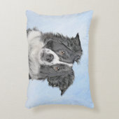 コリー縁どズ絵画 – かわいいオリジナルドッグアート アクセントクッション (正面(垂直))