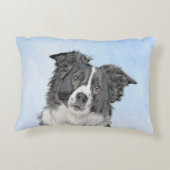 コリー縁どズ絵画 – かわいいオリジナルドッグアート アクセントクッション (裏面)