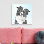 コリー縁どズ絵画 – かわいいオリジナルドッグアート キャンバスプリント (インサイチュ (リビング))