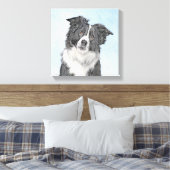 コリー縁どズ絵画 – かわいいオリジナルドッグアート キャンバスプリント (インサイチュ (寝室))