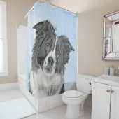コリー縁どズ絵画 – かわいいオリジナルドッグアート シャワーカーテン (インサイチュ)